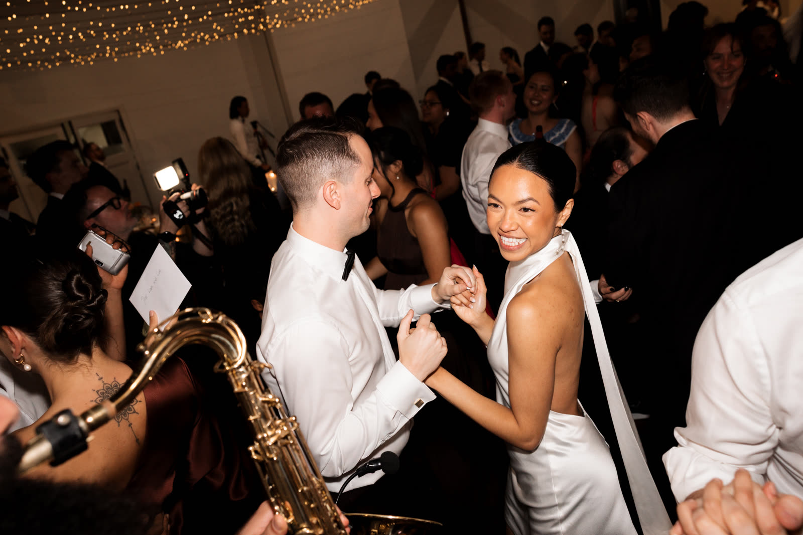Leah laughing on the dancefloor at Cleveland Estate